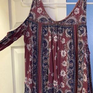 Floral Open Shoulder Shirt